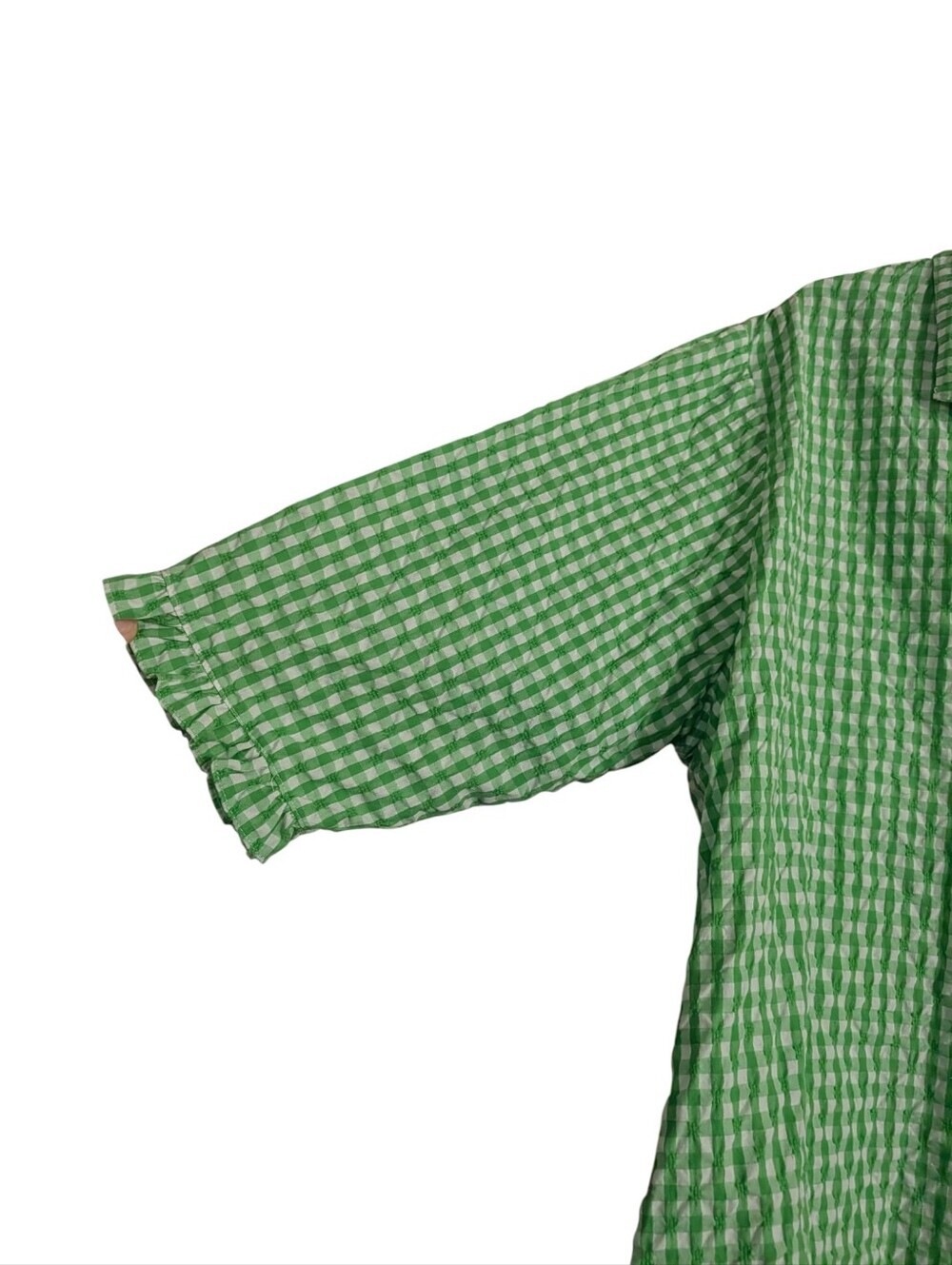 d&co. Denim + Company Green Gingham Seersucker Button Front Blouse 3X - Picture 5 of 9